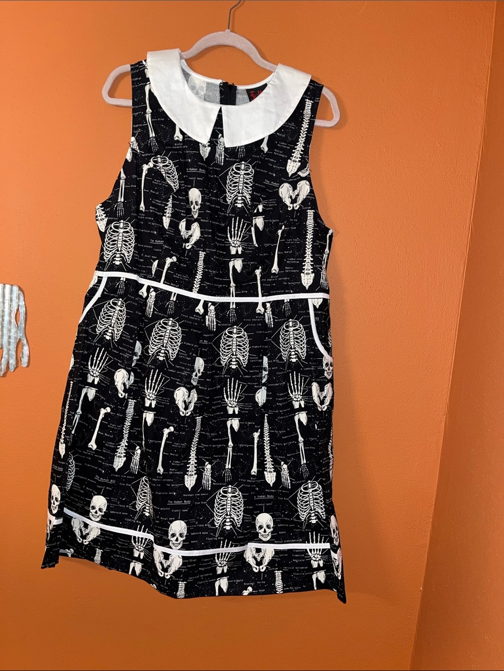 NWT ModCloth Folter Dress 2x  anatomically  skeleton white collared